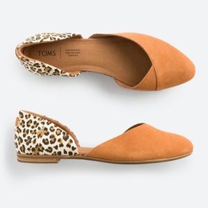 Tom’s Julie D’orsay Mixed Materials Flat Leopard